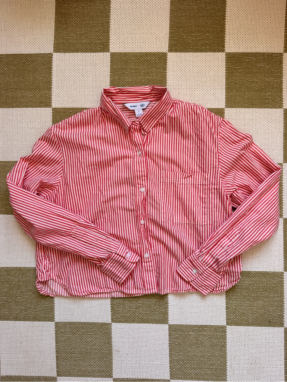 Red Striped Button-Up Shirt - Women’s sz SM